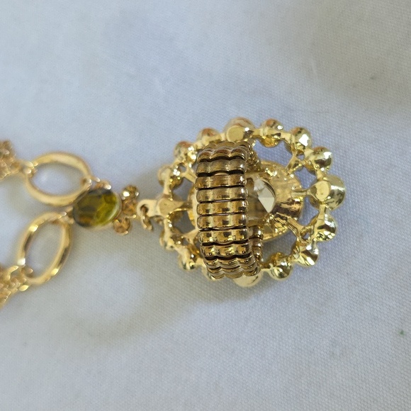 Gold with Green Crystal Stones Glam Ankle Bracelet - Picture 11 of 11